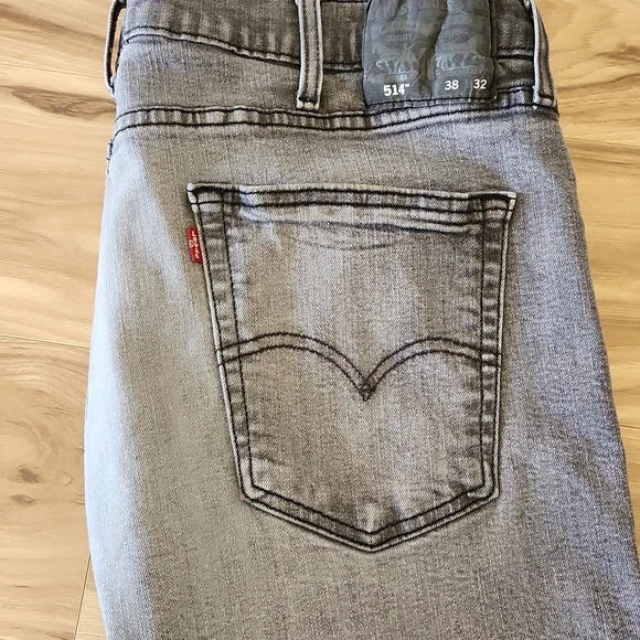 Levi's 514 Straight Fit Dark Gray Denim Jeans W 38 L 32 - Picture 3 of 5